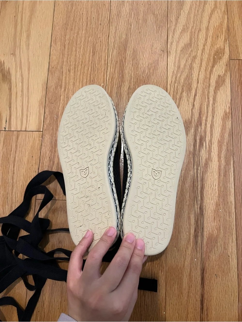 Rothy's Black Espadrille Ballet Flats with Ankle Wrap